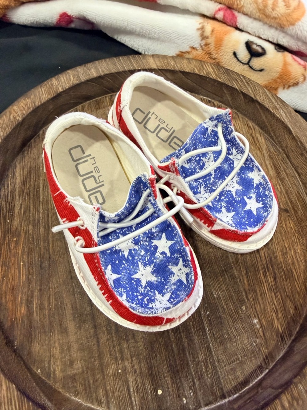 Hey Dudes Wendy Star Banner Kids' Red & Blue Star Canvas Shoes